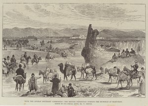 Con la Commissione di Confine Afghana, la Spedizione Britannica che guada il Murghab a Maruchak da William Crimea Simpson